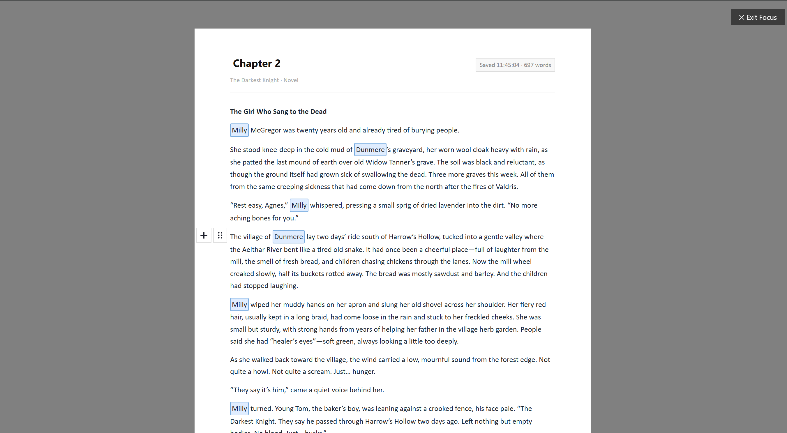 PlotNote focus mode